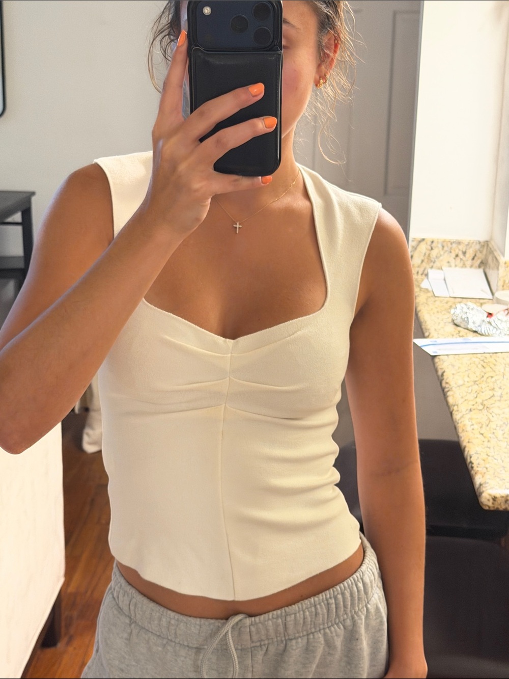 Zara Cream Fitted Top